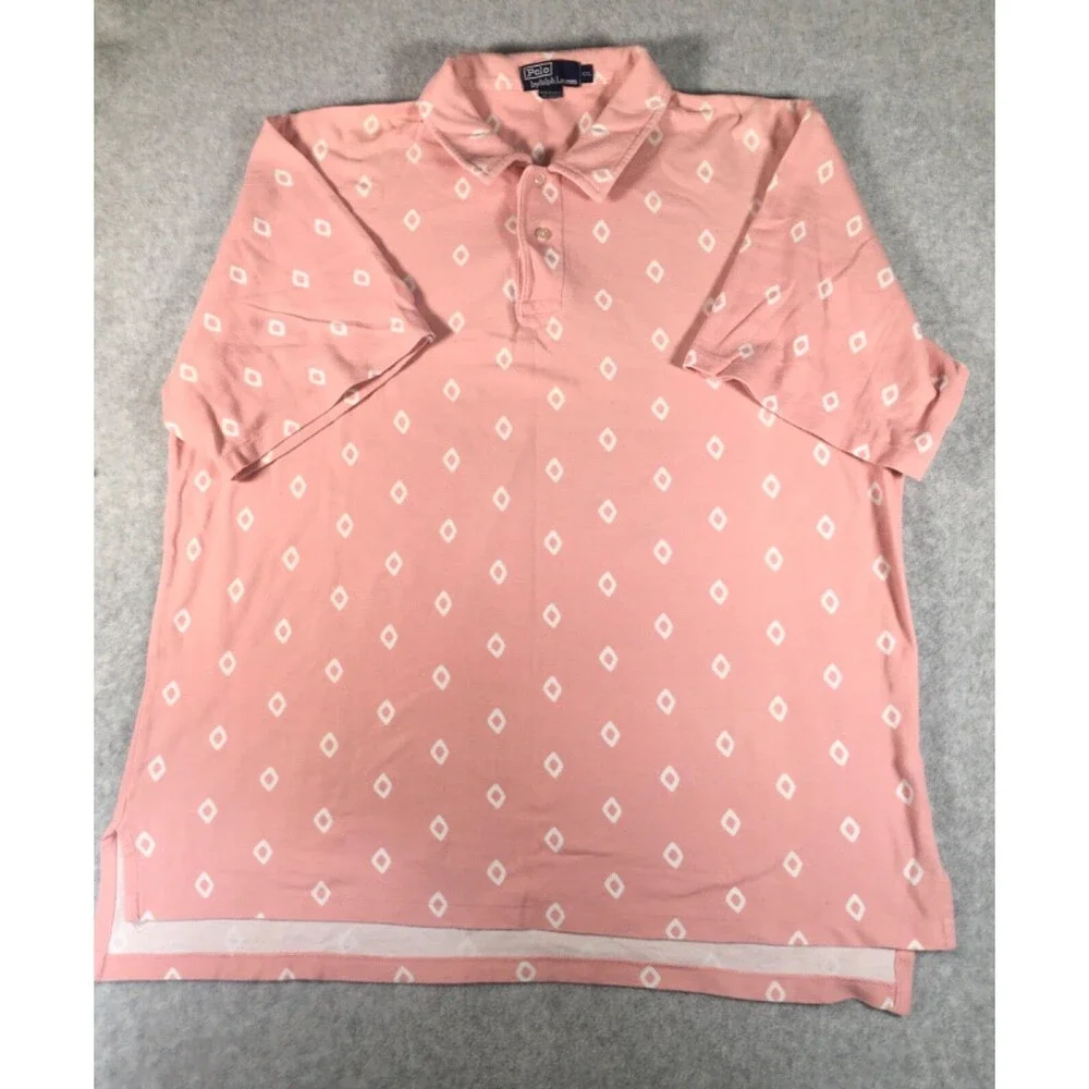 Vintage Polo Ralph Lauren Men's Pink Short Sleeve Cotton Polo Shirt - Size XXL